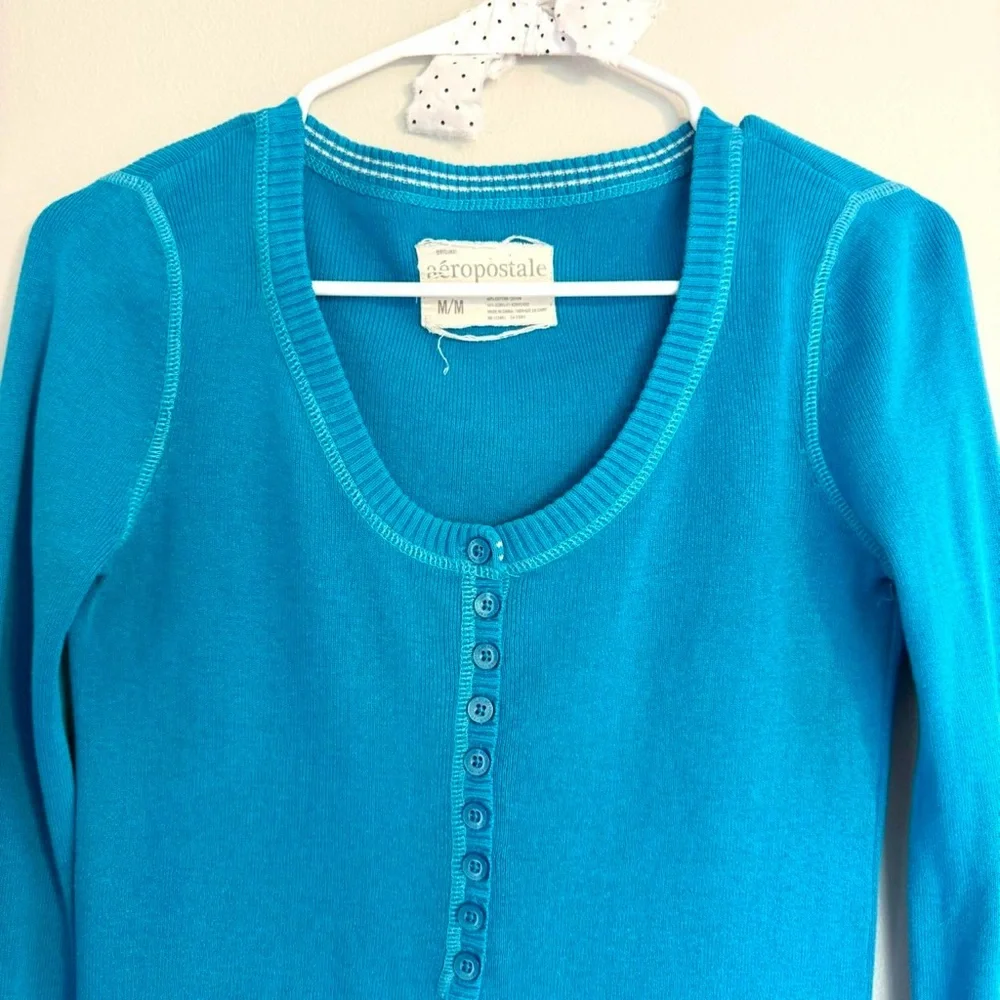 y2k henley long sleeve scoop neck tunic top - Picture 5 of 5